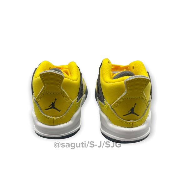 Nike Air Jordan 4 Retro (TD) 'Lightning' Tour Size 4c Yellow/Grey New BQ7670-700 - Picture 6 of 8